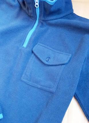 В наявності фирменная флиска donnay / синяя флисовая кофта / теплая флиска с карманом на груди  /  кофта / толстовка /5 фото