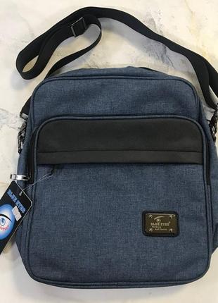 Чоловіча сумка повсякденна з ручкою та ременем через плече blue eyes джинс, чорна