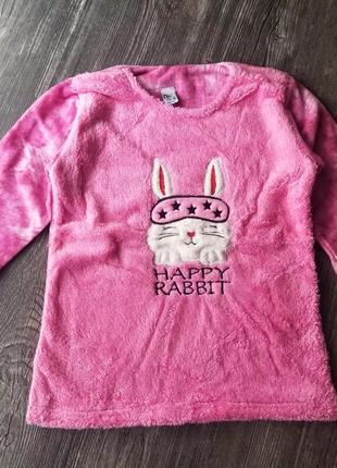 Распродажа пижама утепленная розовая "happy rabbit"3 фото