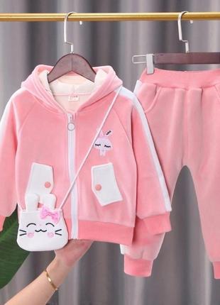 Велюровий теплий костюм на дівчинку