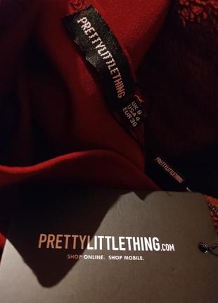 Prettylittlething  нова бордова сукня міді4 фото