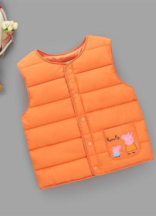 Супер классная жилетка с пеппой для малышей 6-9мес оранжевая