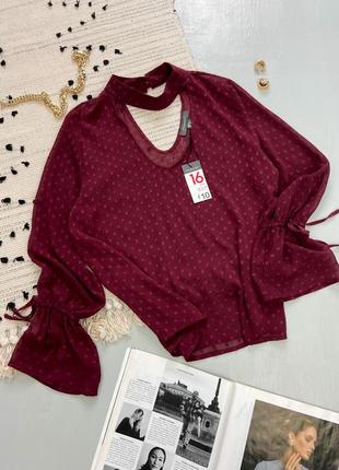 Шифонова жіноча блуза в фактурний горошок