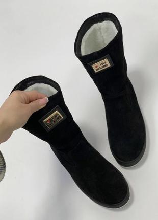 Зимові чорні замшеві чоботи