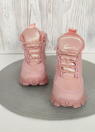 Зимові чобітки для дівчинки рожеві2 фото