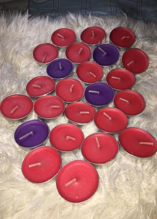 Декоративные цветные свечи свечки без запаха таблетки плоские2 фото