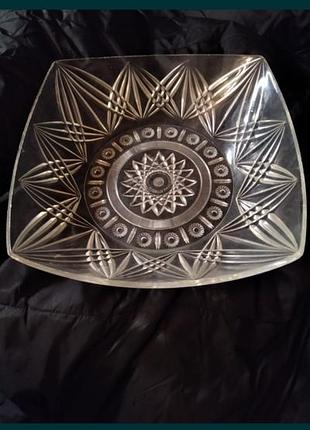 Салатник квадратный пластмассовый блюдо ссср под хрусталь