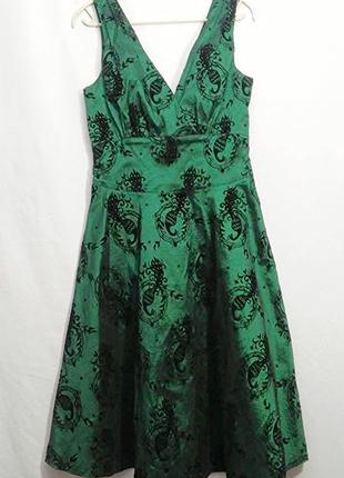 Yoodoo yiren, платье зеленое миди парча2 фото