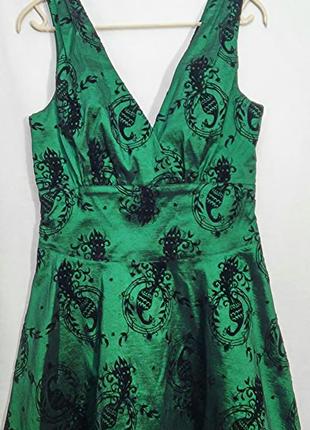 Yoodoo yiren, платье зеленое миди парча5 фото