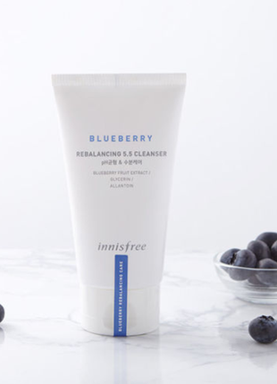 Innisfree blueberry rebalancing 5.5 cleanser балансуюча пінка для вмивання з екстрактом чорниці, 100 мл