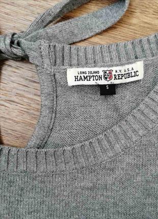 Серый хлопковый свободный свитер с надписью hampton republic 🌺2 фото