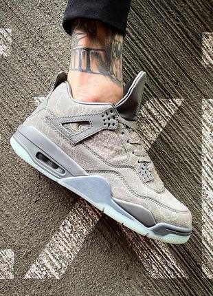 Женские высокие кожаные кроссовки nike air jordan 4 retro kaws " grey" #найк