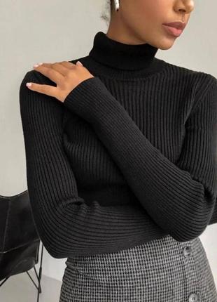 💥вязанный гольф ( водолазка) чёрного и белого цвета, размер 42-46