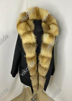 Парка куртка женская с мехом лисы2 фото