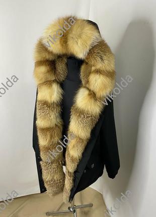 Парка куртка женская с мехом лисы3 фото