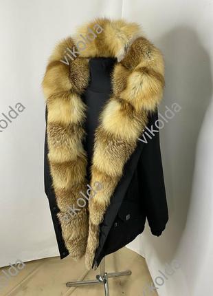 Парка куртка женская с мехом лисы4 фото