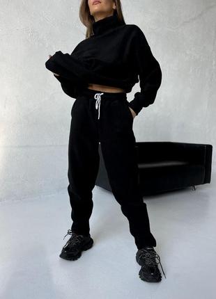 Жіночий спортивний костюм флісовий чорний сірий графітовий бежевий теплий зимовий вільний