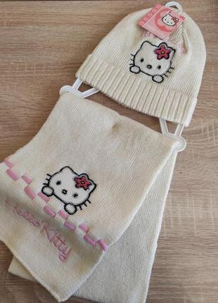Шапка і шарф для дівчинки hello kitty