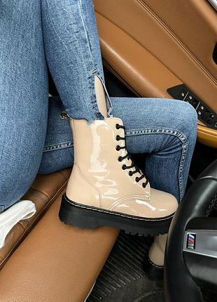 Женские высокие кожаные ботинки с мехом dr martens