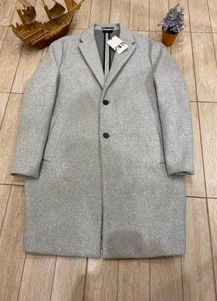 Мужское пальто zara, длинное светло серое пальто, осеннее пальто, демисезонное пальто2 фото