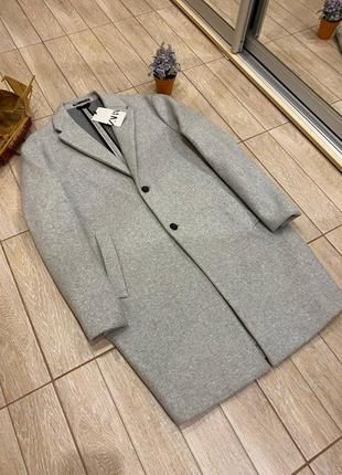 Мужское пальто zara, длинное светло серое пальто, осеннее пальто, демисезонное пальто3 фото