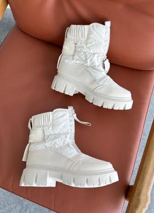🪐 женские ботинки из текстиля на молнии впереди, бежевого цвета, зима, размер от 36-41 см3 фото