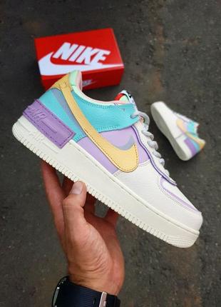 Кросівки nike air force 1 shadow white purple yellow1 фото