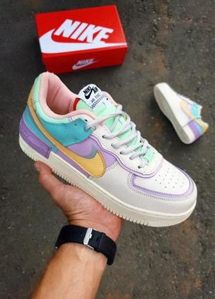 Кросівки nike air force 1 shadow white purple yellow2 фото