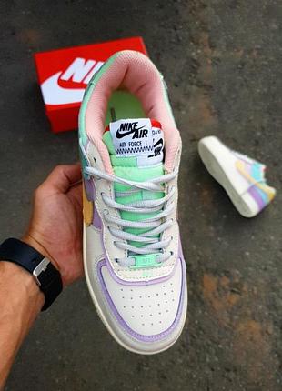 Кросівки nike air force 1 shadow white purple yellow3 фото