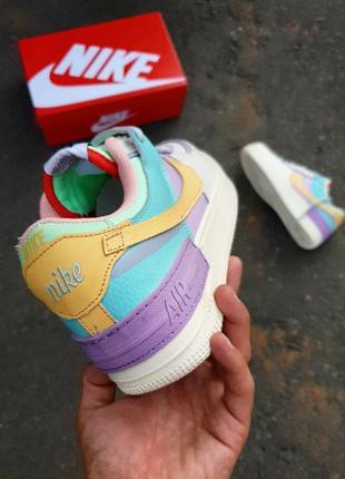 Кросівки nike air force 1 shadow white purple yellow4 фото