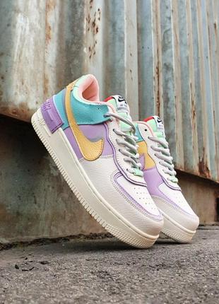 Кросівки nike air force 1 shadow white purple yellow7 фото