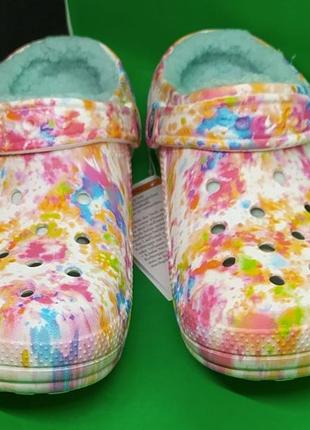 Утеплені крокси crocs classic lined tie dye clogs (206341-0с4) оригінал4 фото