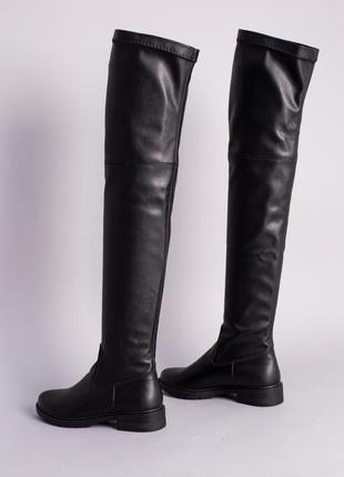Сапоги-чулки женские кожаные черные зимние2 фото