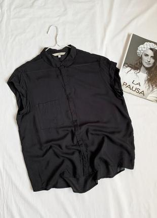 Рубашка, черная, базовая, clockhouse1 фото