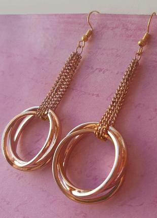 Серьги золот бижутерия серёжки кольца цепоч украшен