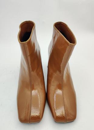 Жіночі коричневі ботильйони на каблуках квадратний носок демісезонні фліс женские ботильоны каблук2 фото