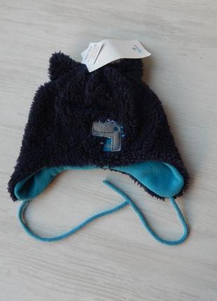 Шапка тепла з вушками на зав'язках утеплена флісом topomini 46/48р