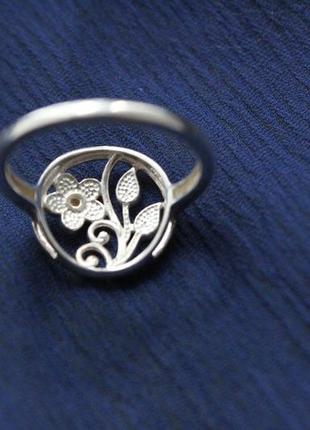 Серебро 925, бриллиант нежное колечко цветок с эмалью4 фото