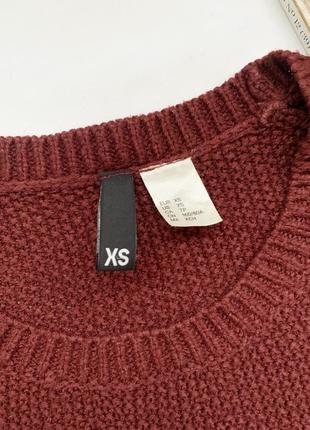 Кофта, свитер, джемпер, вязанный, бордовый, бордо, h&m4 фото