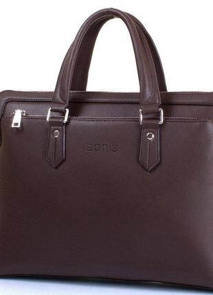 Сумка повсякденна bonis чоловіча сумка з якісного шкірозамінника з кишенею для ноутбука з діагоналлю2 фото