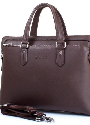Сумка повсякденна bonis чоловіча сумка з якісного шкірозамінника з кишенею для ноутбука з діагоналлю8 фото