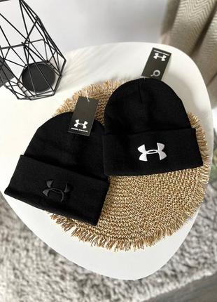 Шапка подвійна брендова чорна