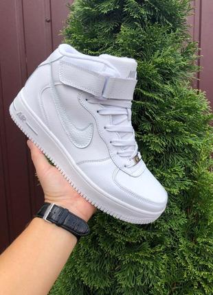 Женские высокие кожаные кроссовки nike air force #найк