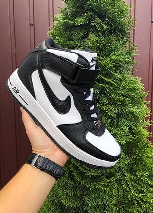Женские высокие кожаные кроссовки nike air force #найк