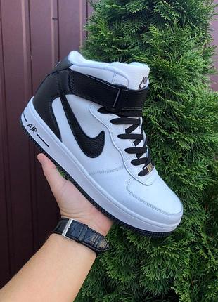 Женские высокие кожаные кроссовки nike air force #найк