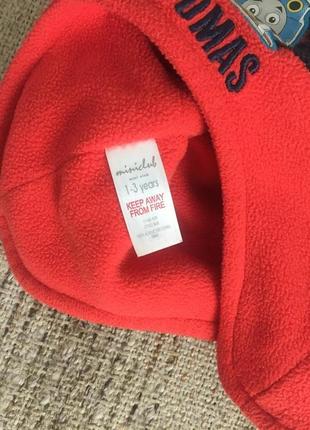 Флисовая демисезонная красная шапка шапочка с поездом mini club на 1-3 года2 фото