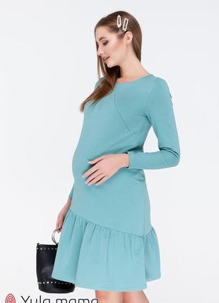 Очаровательное теплое трикотажное платье а-силуэта с оборками, для беременных и кормящих, размер от xs до xl6 фото