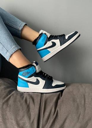 Зимові високі жіночі шкіряні кросівки nike air jordan🆕 зимові джордани