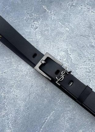 Ремень женский кожаный черный в стиле ysl / кожаный ремень женский.