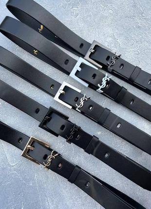 Ремень женский кожаный черный в стиле ysl / кожаный ремень женский.2 фото